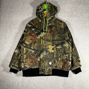 Vintage Mossy Oak camo hooded zip up workwear jacket